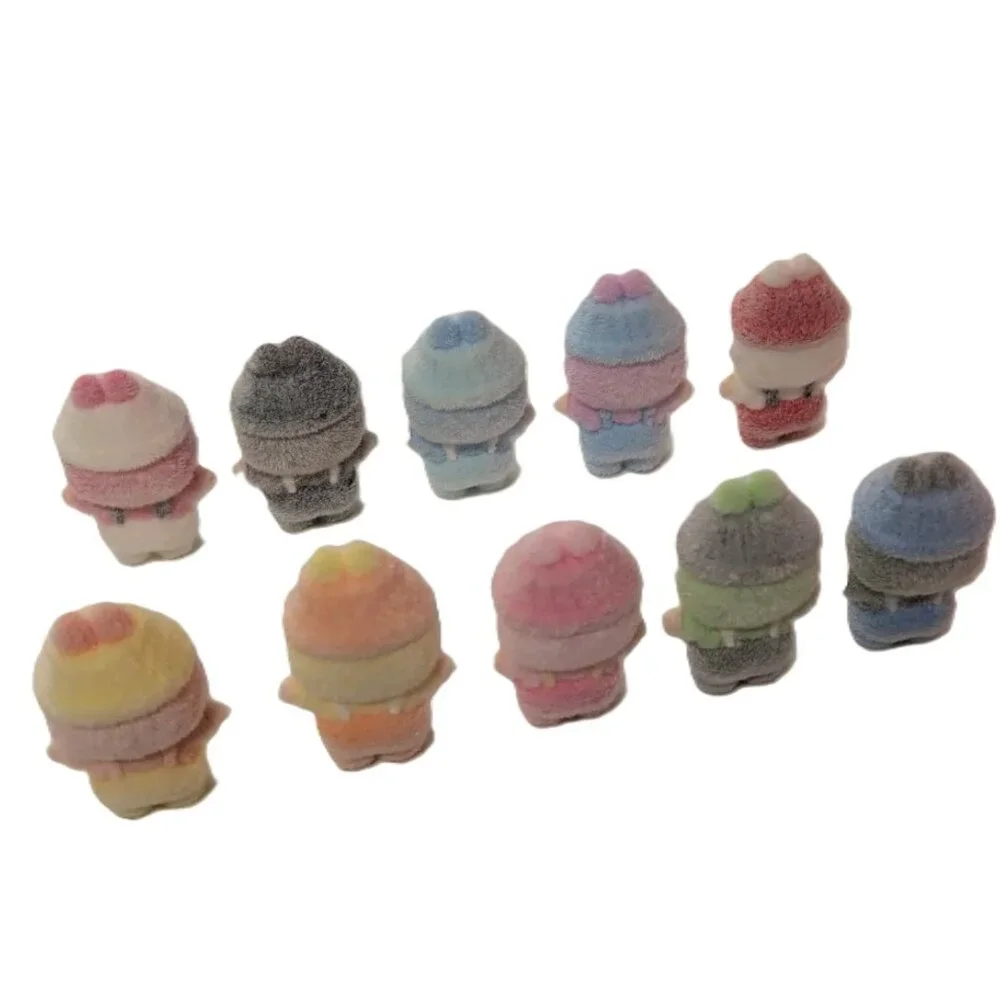 10-Piece Mini Flocked Bunny Figure Set ~2” Party Cake Toppers Decor